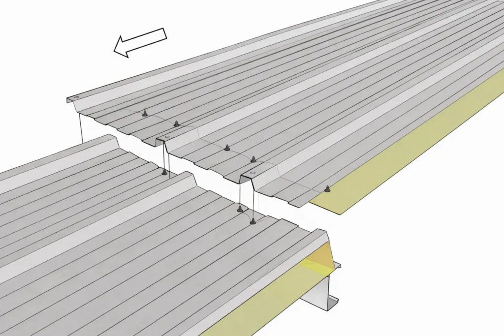 επέκταση πάνελ πολυουρεθάνης κατά μήκος σε στέγη